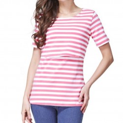 Pink Striped Nursing Tee-Shirt